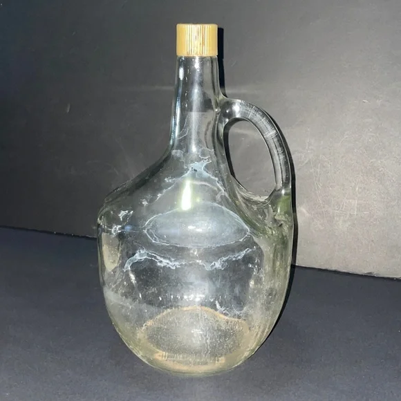 Glass Liquor Bottle Half Gallon Jug Handle Vintage Decanter Home Decor - Picture 1 of 10